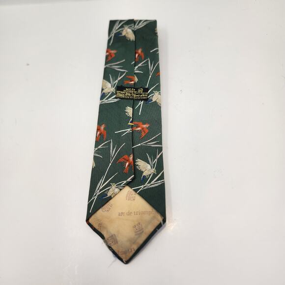 Arc de Triumphe Sears Vintage Bird Green Tie Necktie Pheasant Hunting Sportsman - Picture 3 of 5